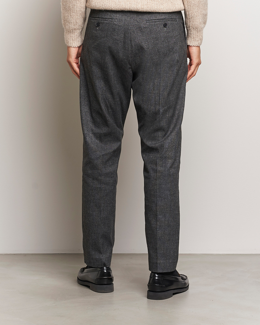 Hombres | Pantalones | NN07 | Bill Pleated Brushed Cotton Trousers Black Melange
