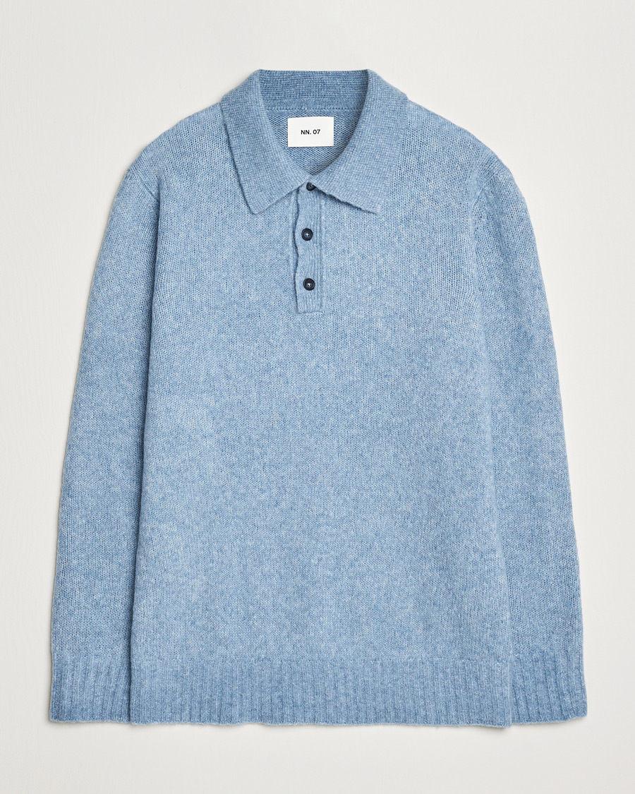 Hombres | Jerséis y prendas de punto | NN07 | Lee Brushed Wool Polo Tink Blue