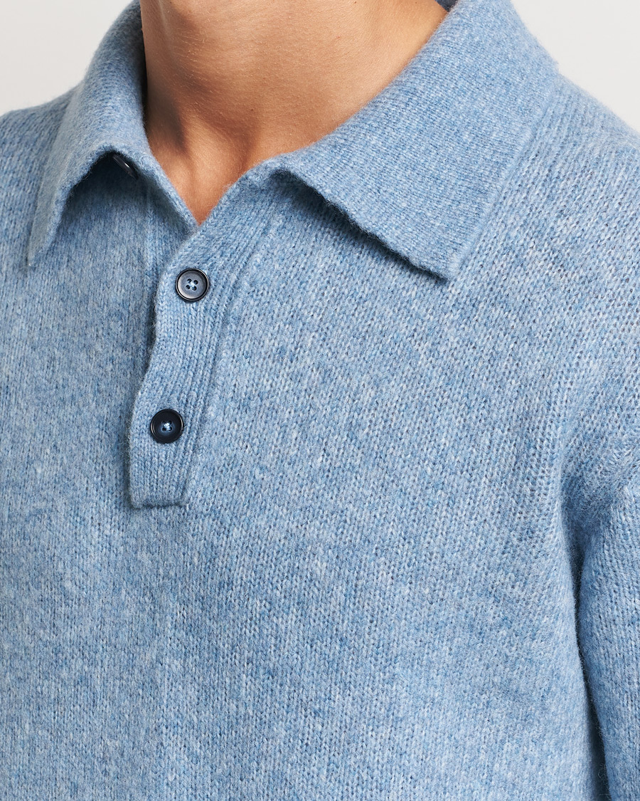 Hombres | Jerséis y prendas de punto | NN07 | Lee Brushed Wool Polo Tink Blue