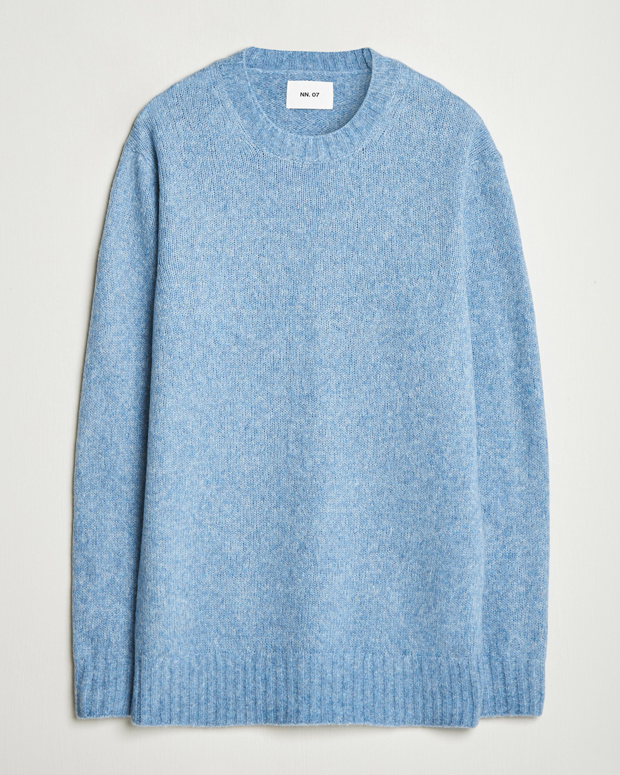 Hombres | Jerséis y prendas de punto | NN07 | Lee Brushed Wool Crew Neck Tink Blue