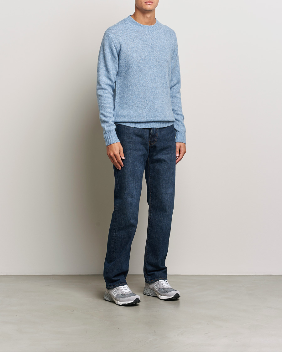 Hombres | Jerséis y prendas de punto | NN07 | Lee Brushed Wool Crew Neck Tink Blue