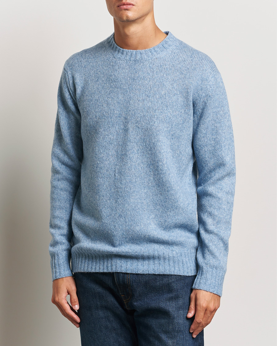Hombres | Jerséis y prendas de punto | NN07 | Lee Brushed Wool Crew Neck Tink Blue