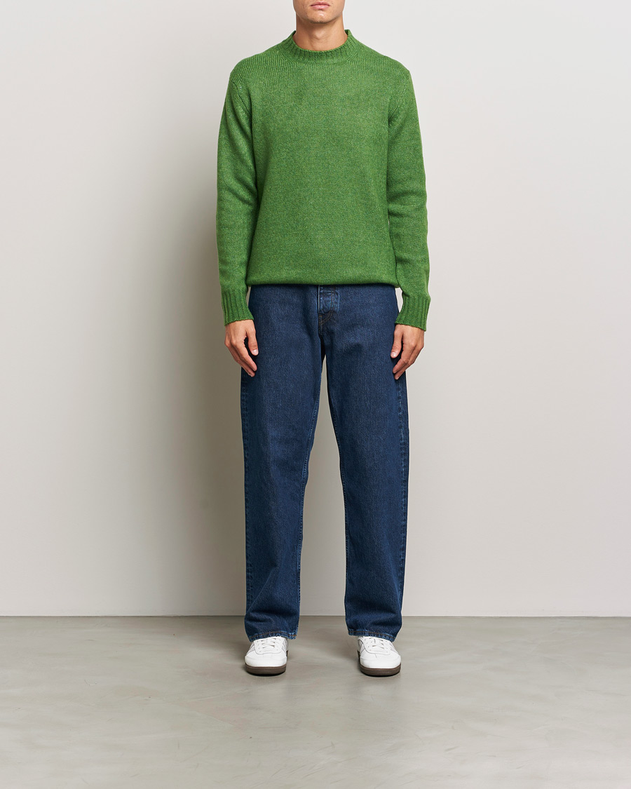 Hombres | Jerséis y prendas de punto | NN07 | Lee Brushed Wool Crew Neck Kale Green