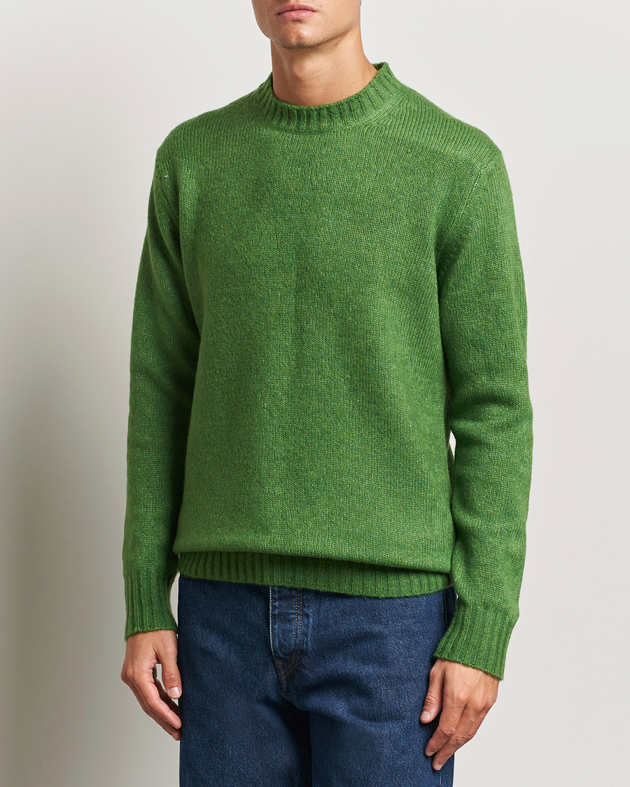 Hombres | Jerséis y prendas de punto | NN07 | Lee Brushed Wool Crew Neck Kale Green