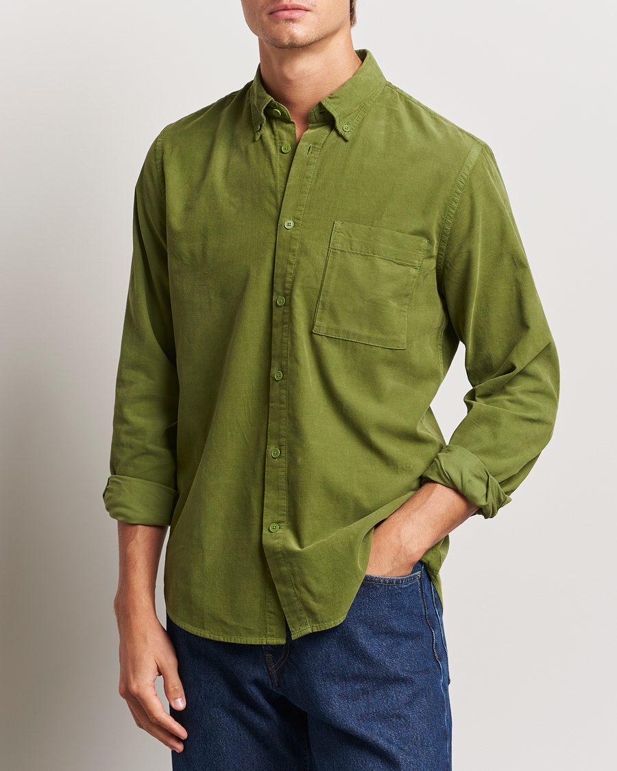 Hombres | Camisas | NN07 | Arne Baby Cord Shirt Cedar Green