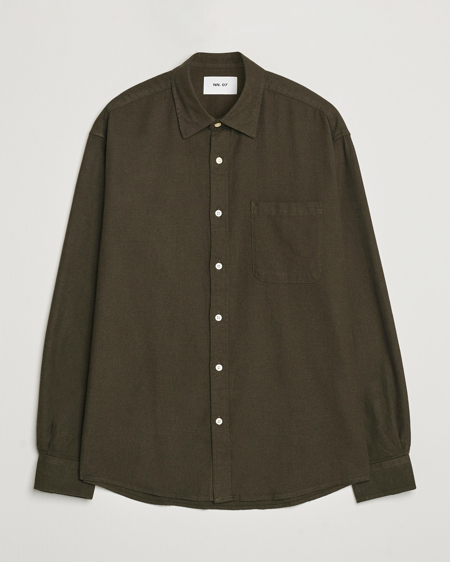 Hombres | Camisas | NN07 | Deon Flannel Checked Shirt Dark Army