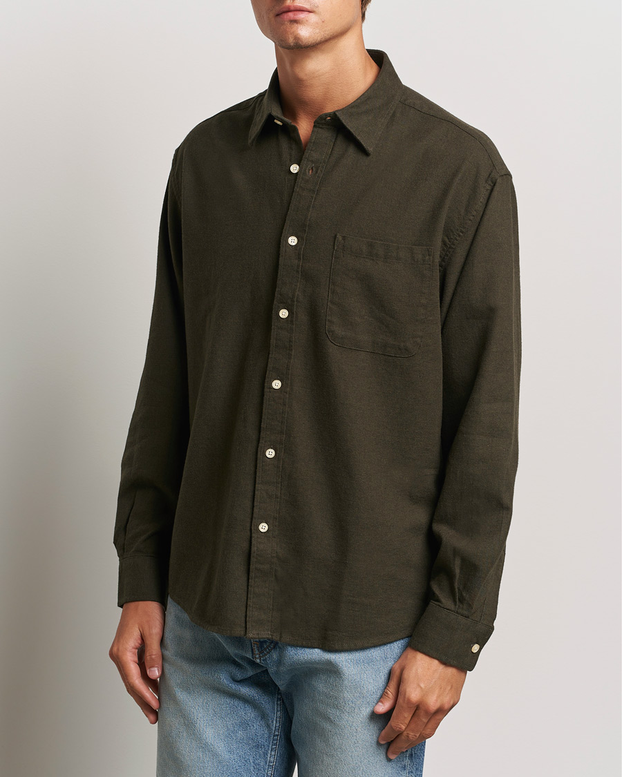 Hombres | Camisas | NN07 | Deon Flannel Checked Shirt Dark Army