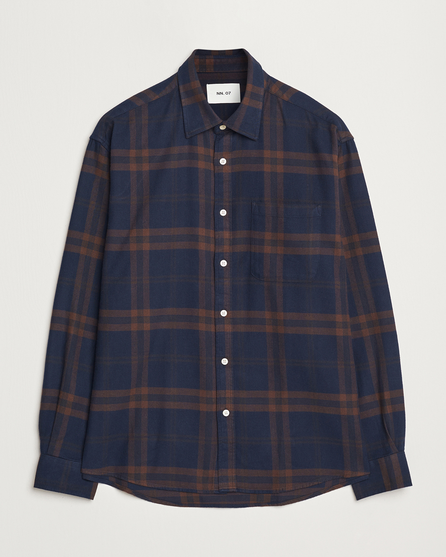 Hombres | Camisas | NN07 | Deon Flannel Shirt Blue/Brown