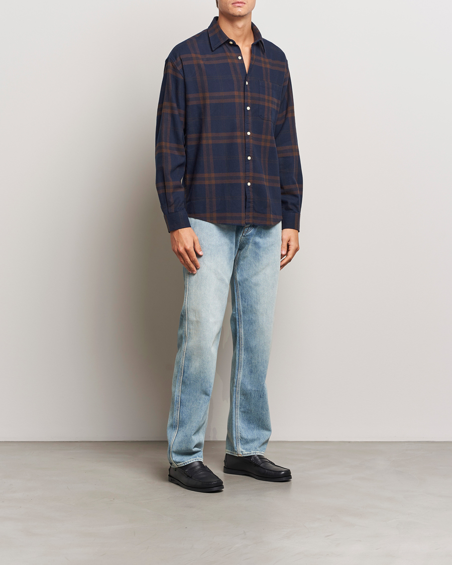 Hombres | Camisas | NN07 | Deon Flannel Shirt Blue/Brown