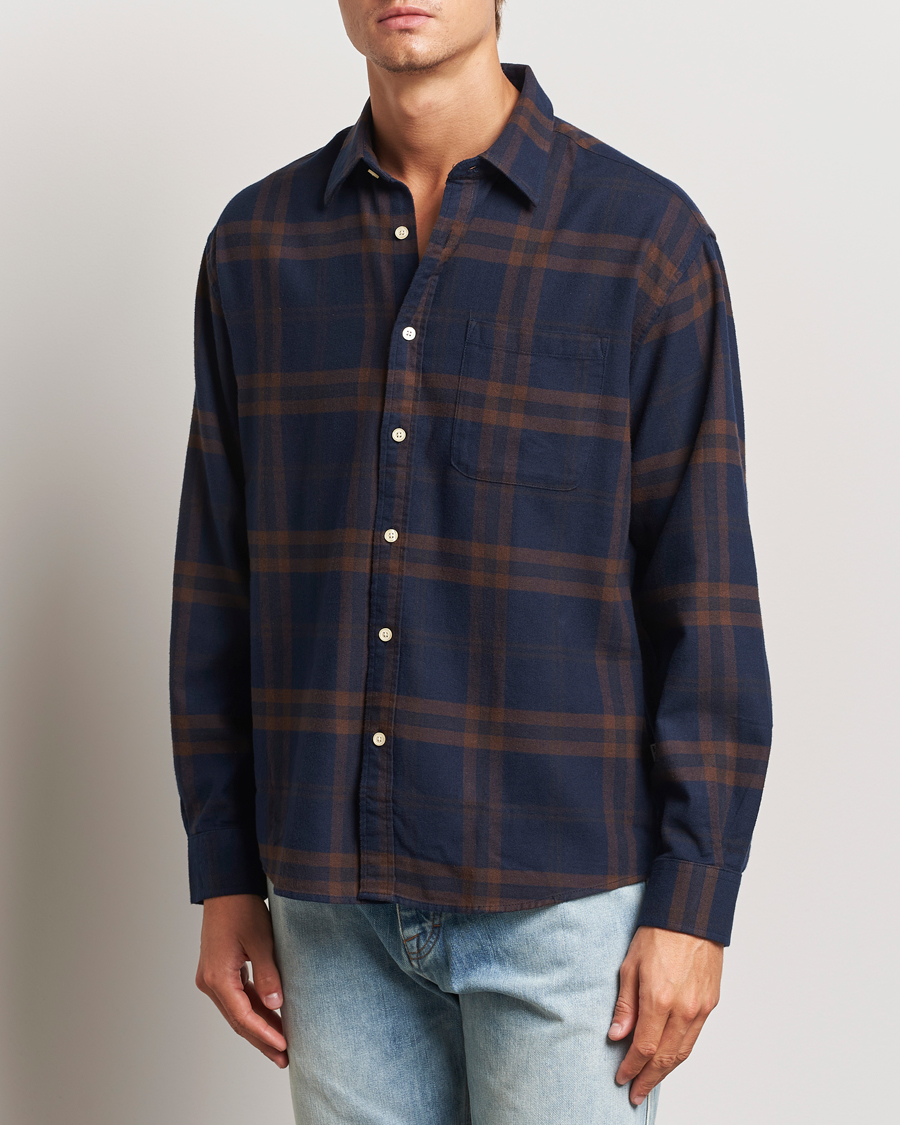 Hombres | Camisas | NN07 | Deon Flannel Shirt Blue/Brown