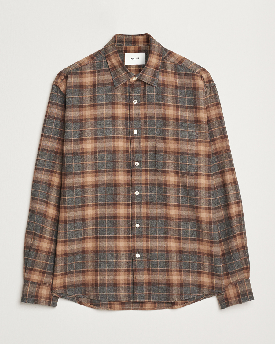 Hombres | Camisas | NN07 | Deon Flannel Checked Shirt Rust Red