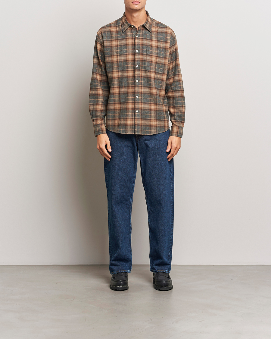 Hombres | Camisas | NN07 | Deon Flannel Checked Shirt Rust Red