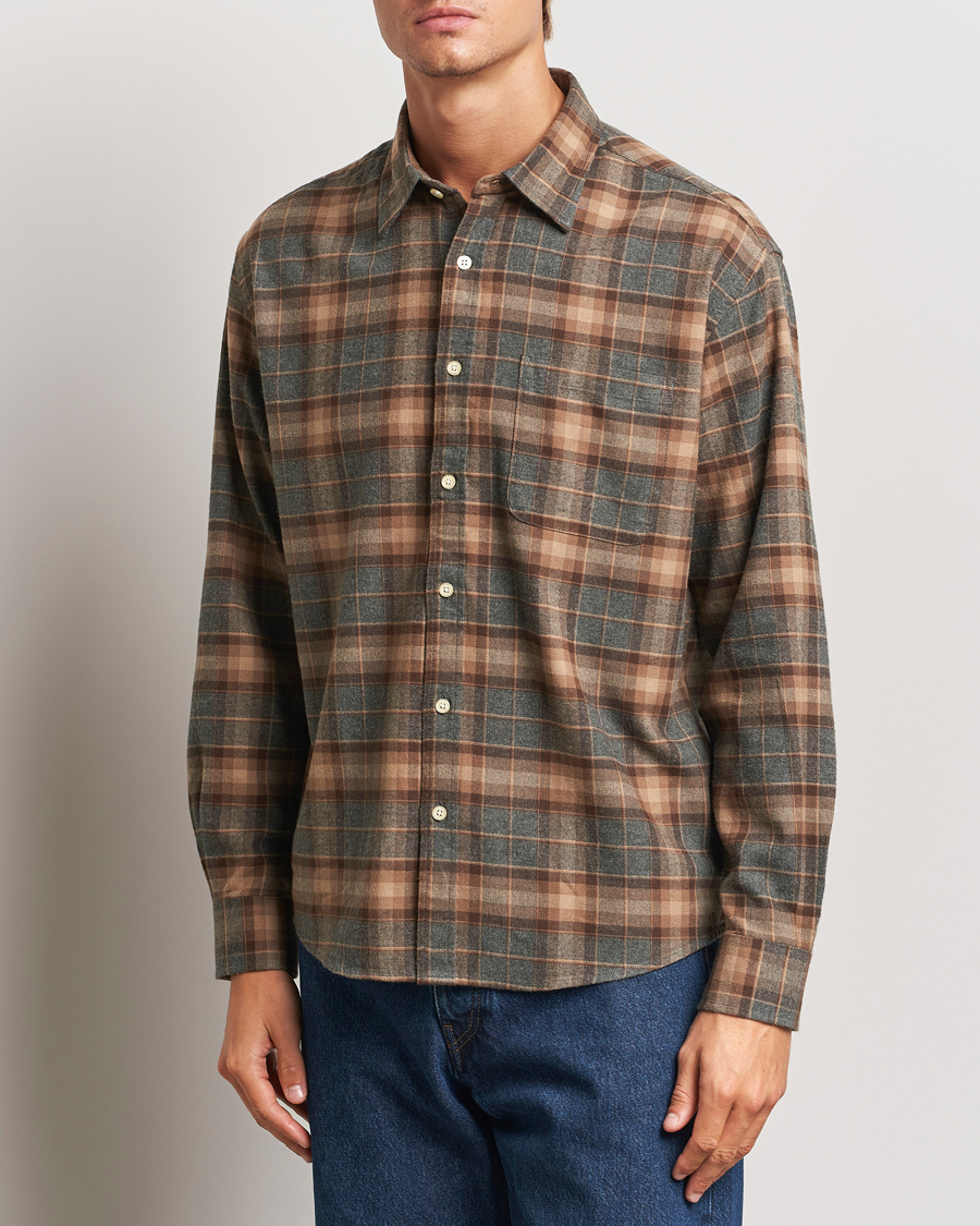 Hombres | Camisas | NN07 | Deon Flannel Checked Shirt Rust Red