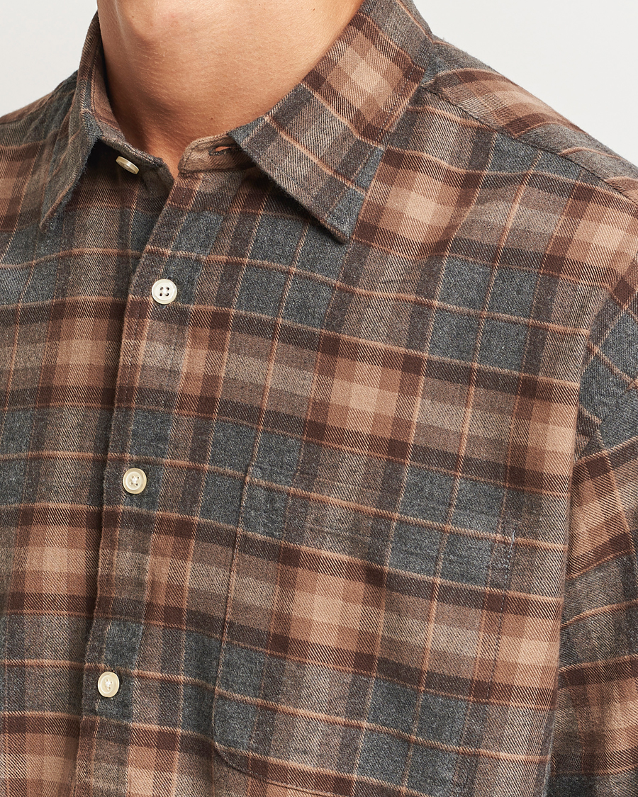 Hombres | Camisas | NN07 | Deon Flannel Checked Shirt Rust Red