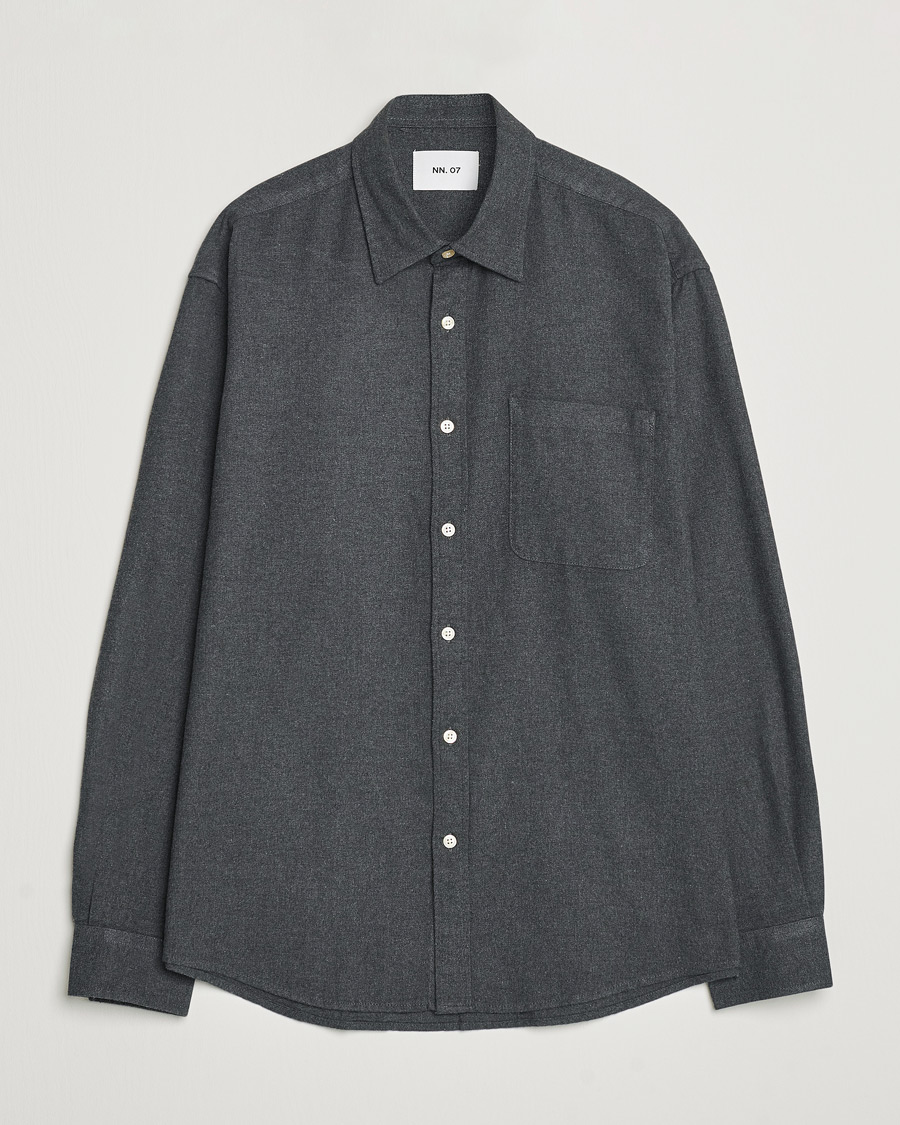 Hombres | Camisas | NN07 | Deon Flannel Shirt Dark Grey Melange