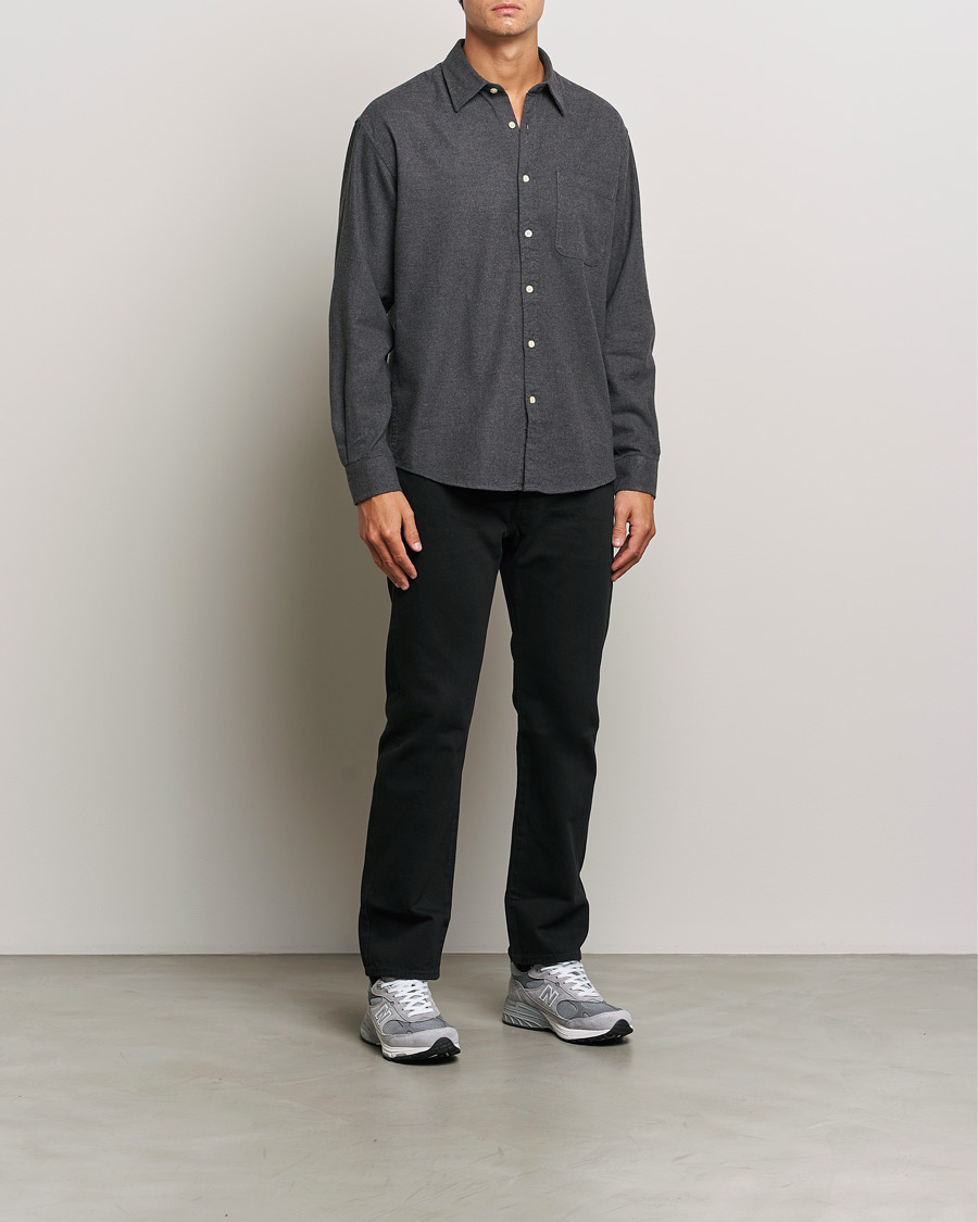 Hombres | Camisas | NN07 | Deon Flannel Shirt Dark Grey Melange
