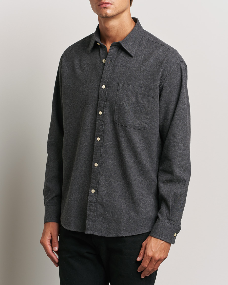 Hombres | Camisas | NN07 | Deon Flannel Shirt Dark Grey Melange