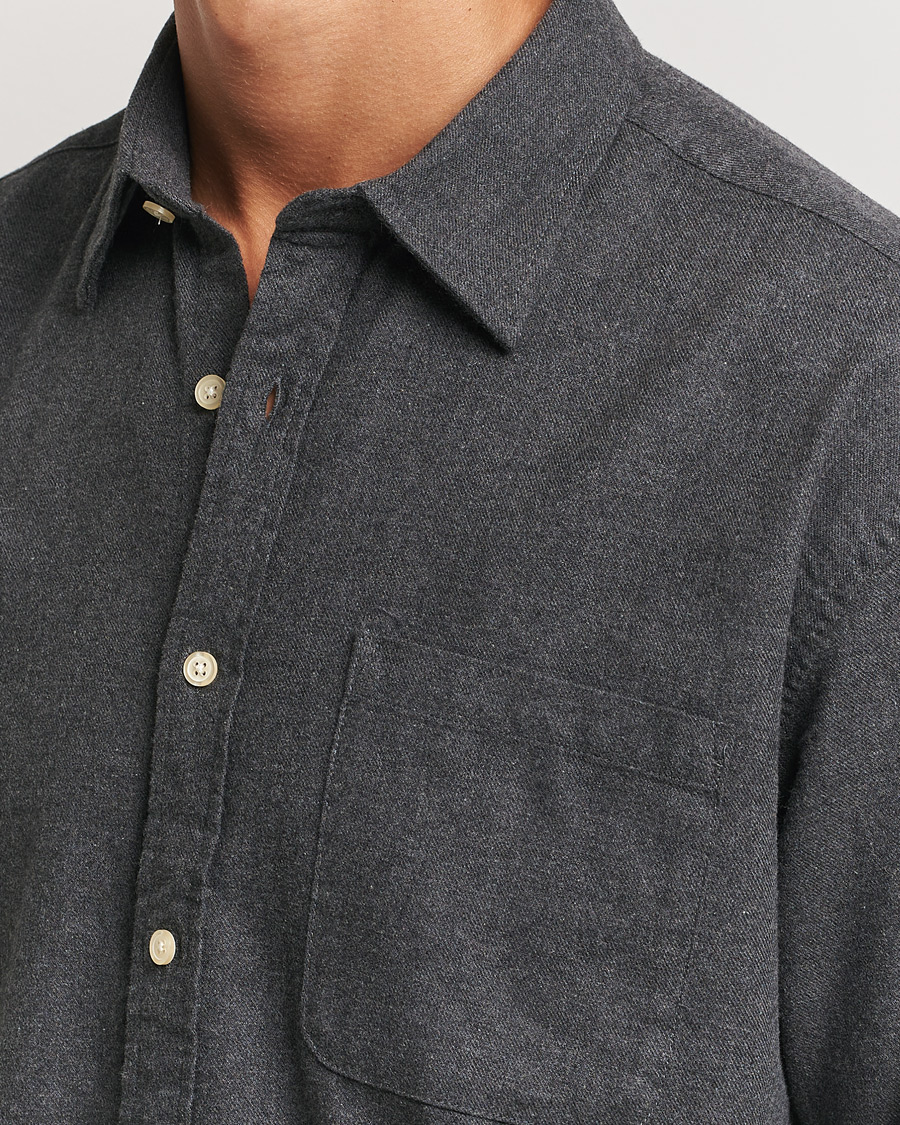 Hombres | Camisas | NN07 | Deon Flannel Shirt Dark Grey Melange