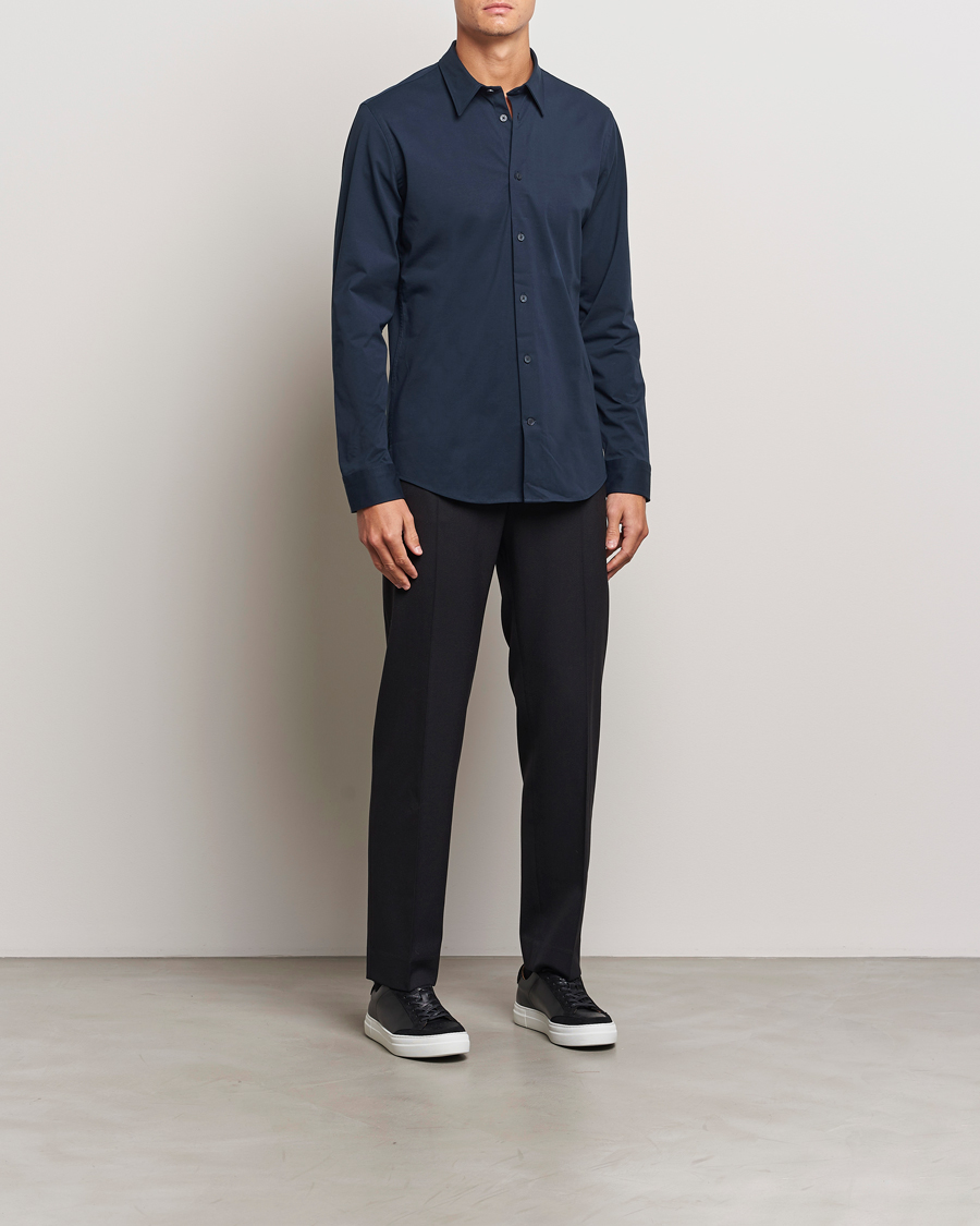 Hombres | Camisas | NN07 | Elian Mercerized Cotton Shirt Navy Blue