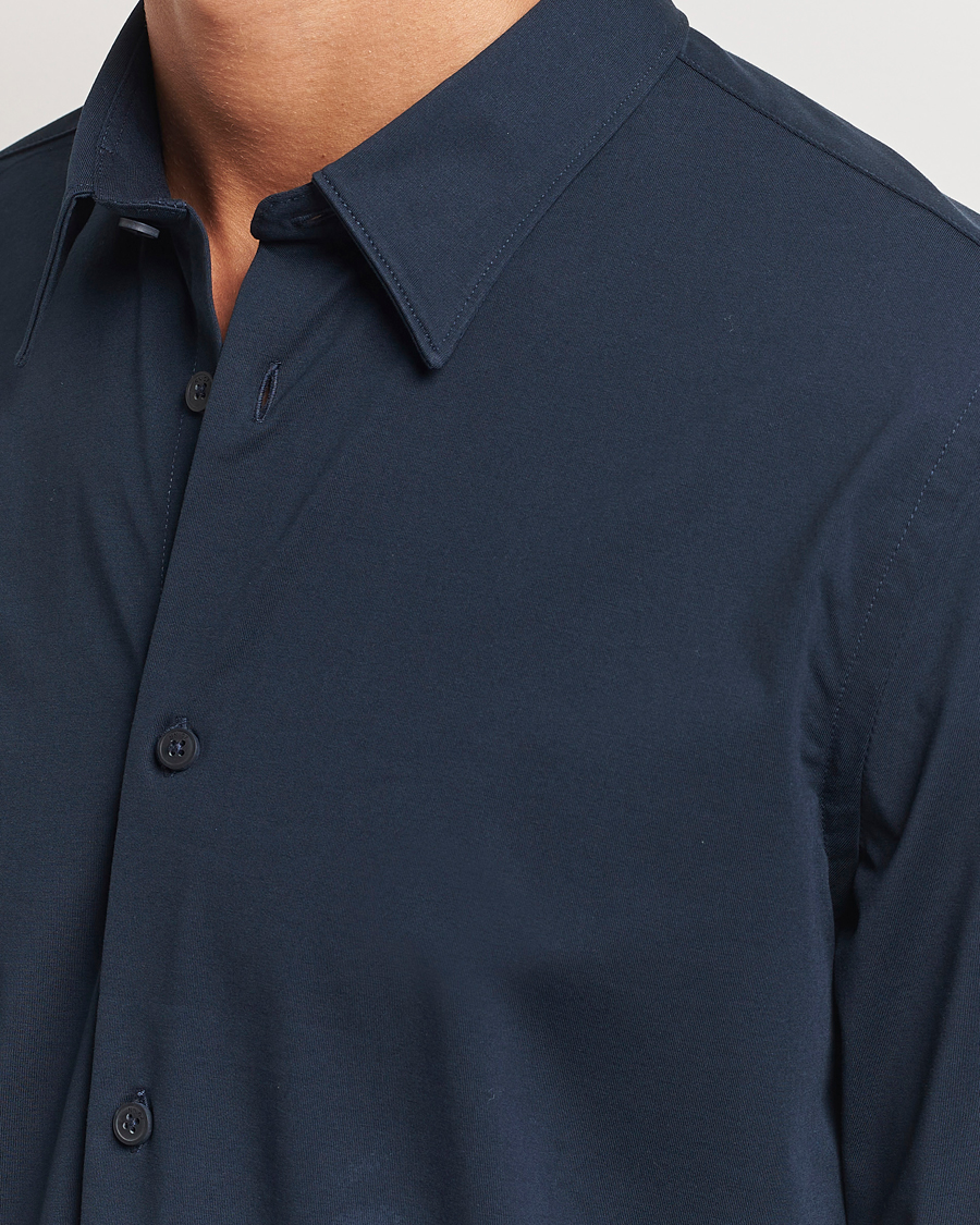 Hombres | Camisas | NN07 | Elian Mercerized Cotton Shirt Navy Blue
