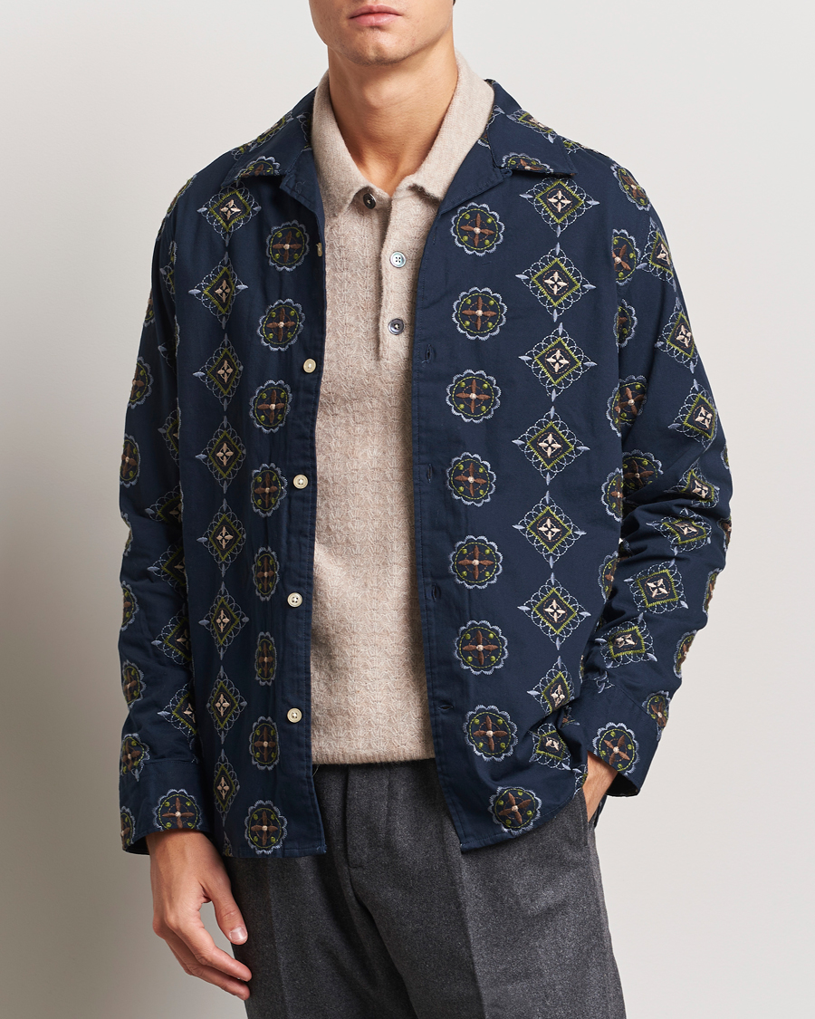 Hombres | Camisas | NN07 | Julio Crochet Shirt Navy Blue