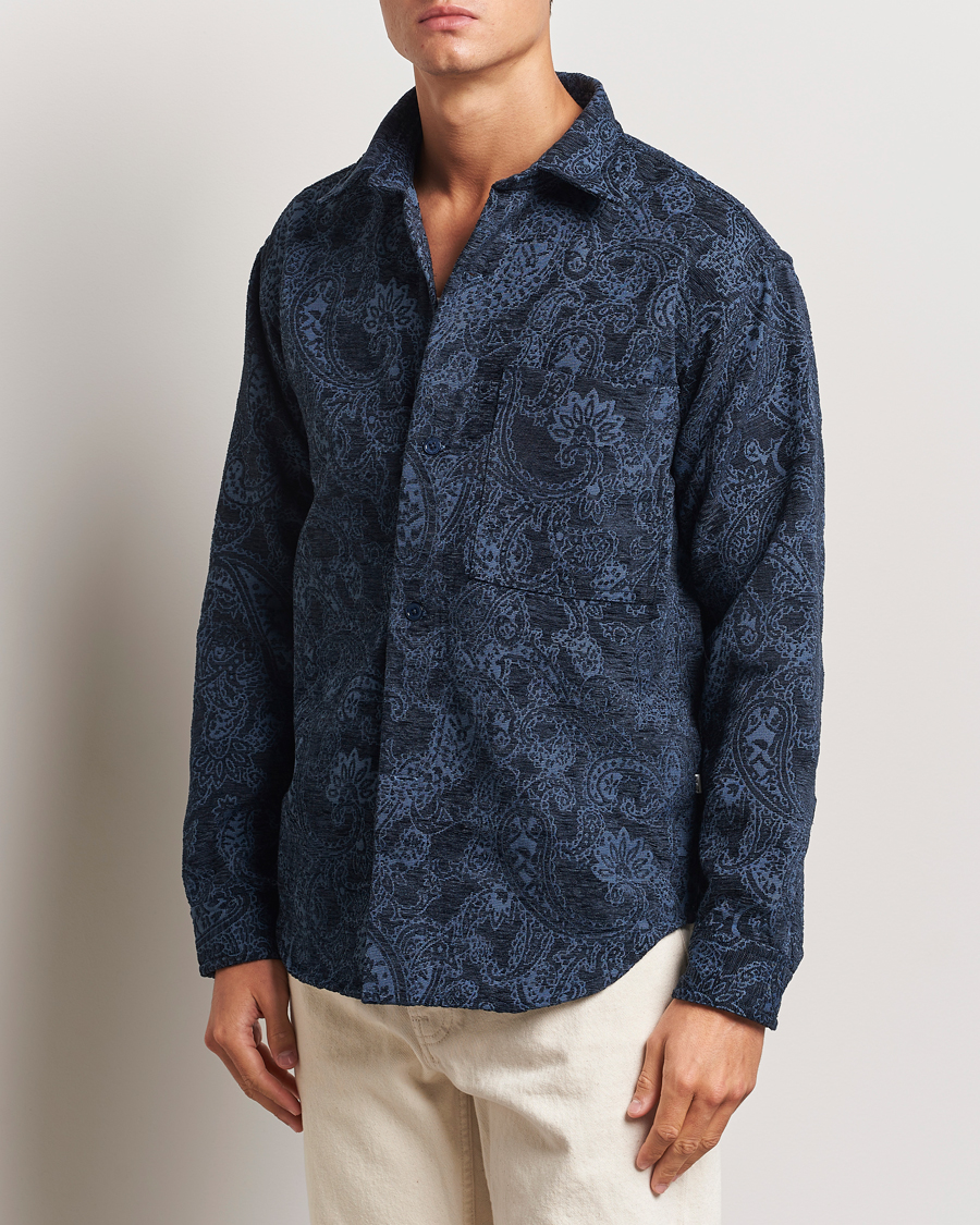Hombres | Camisas | NN07 | Adwin Flower Overshirt Navy Blue