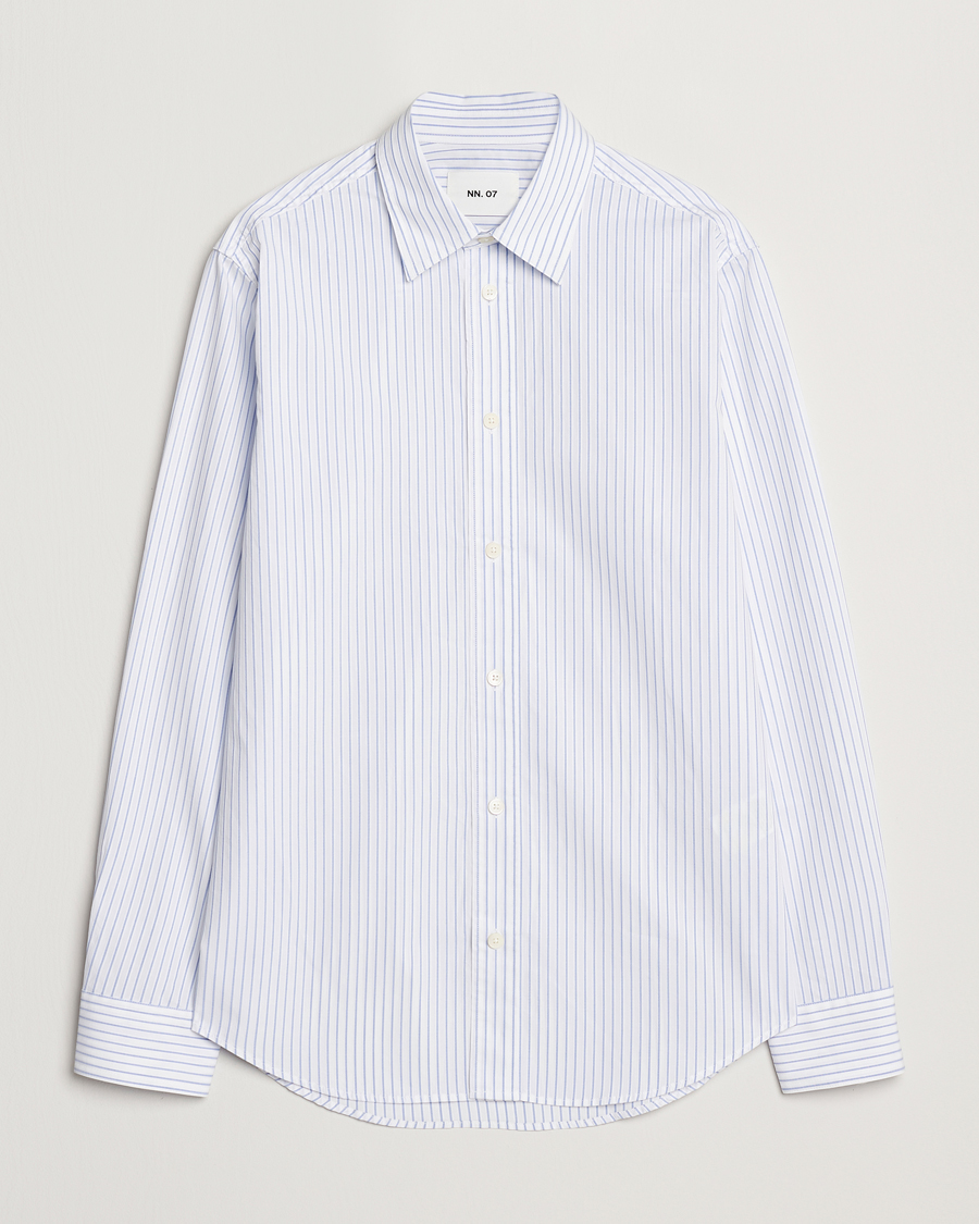 Hombres | Camisas | NN07 | Colby Poplin Striped Shirt White/Blue
