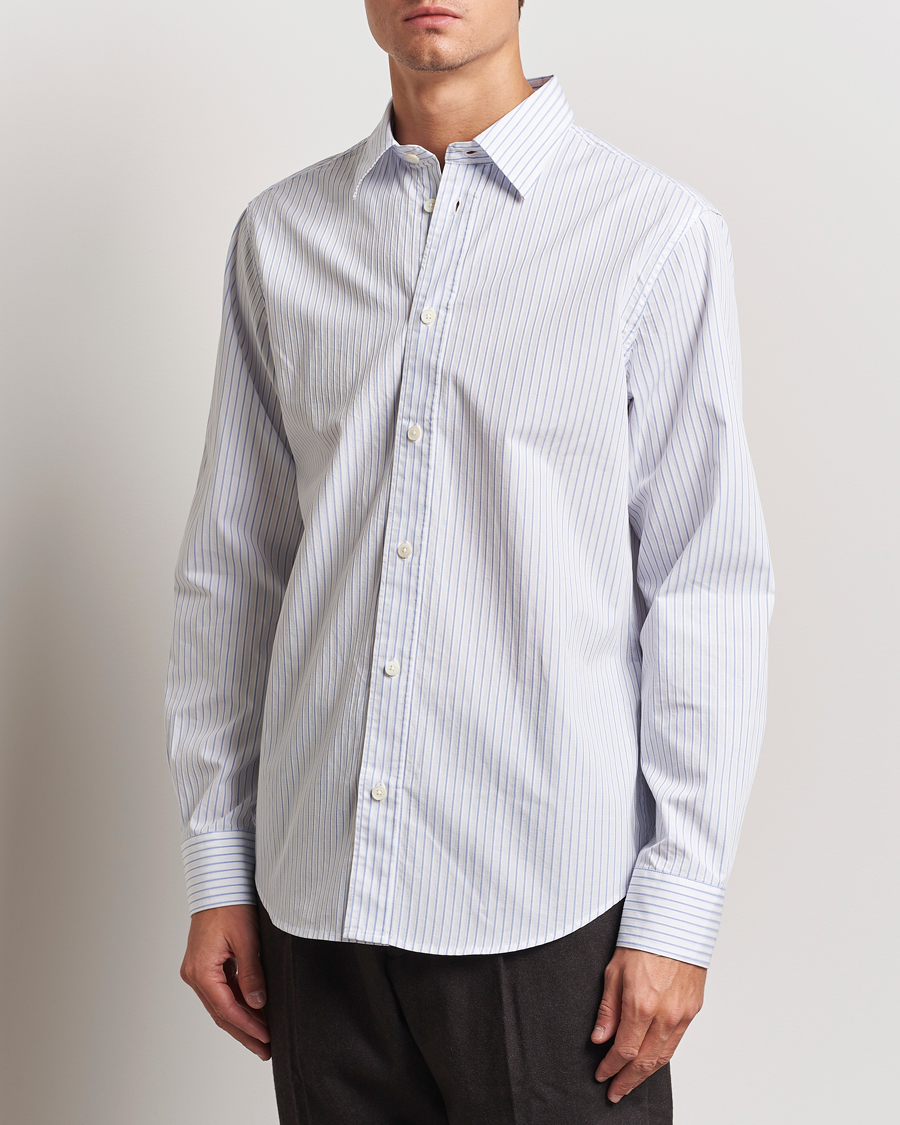 Hombres | Camisas | NN07 | Colby Poplin Striped Shirt White/Blue