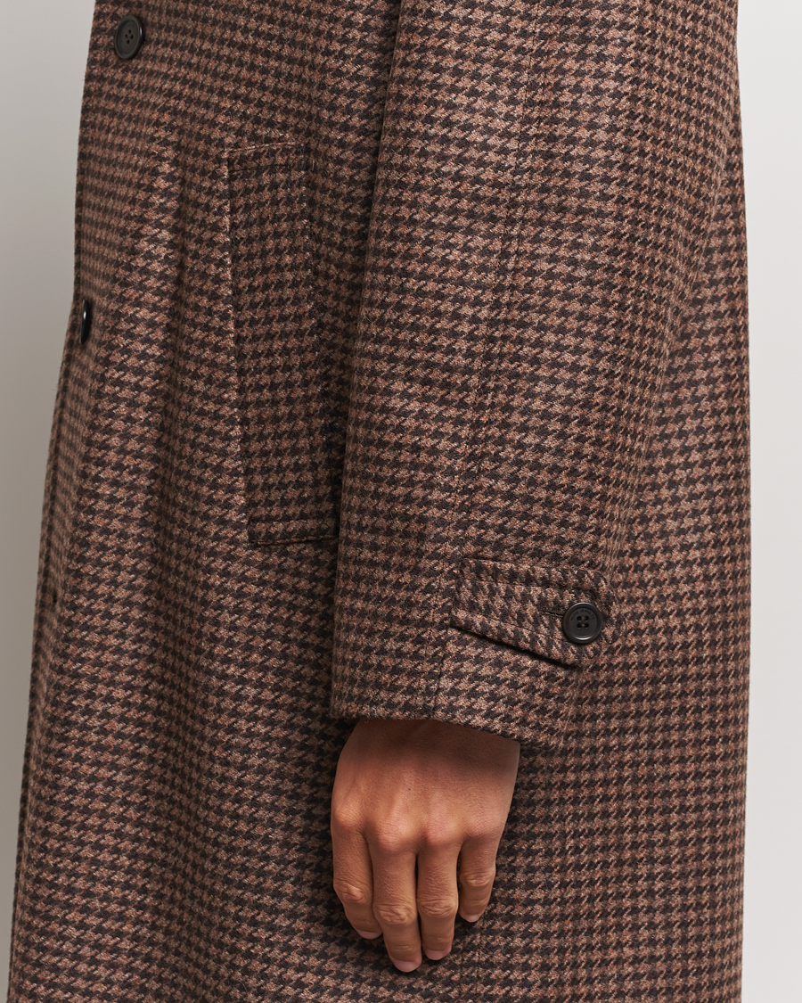 Hombres | Abrigos y chaquetas | Nudie Jeans | Will Dogtooth Check Coat Brown