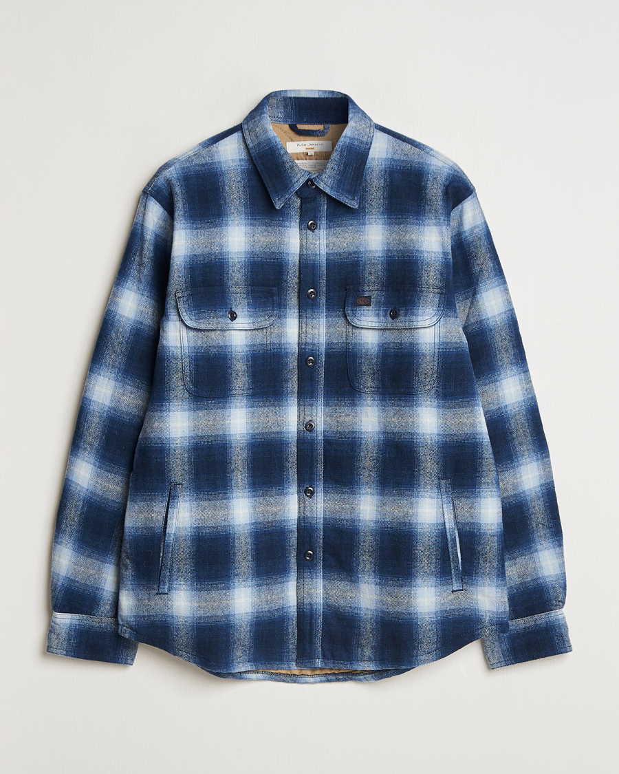 Hombres | Abrigos y chaquetas | Nudie Jeans | Glenn Padded Checked Shirt Jacket Blue