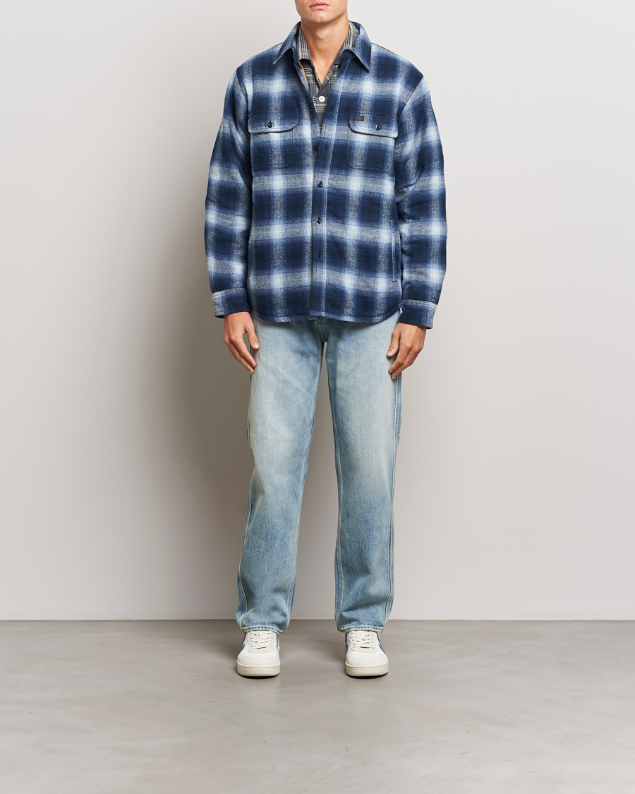 Hombres | Abrigos y chaquetas | Nudie Jeans | Glenn Padded Checked Shirt Jacket Blue
