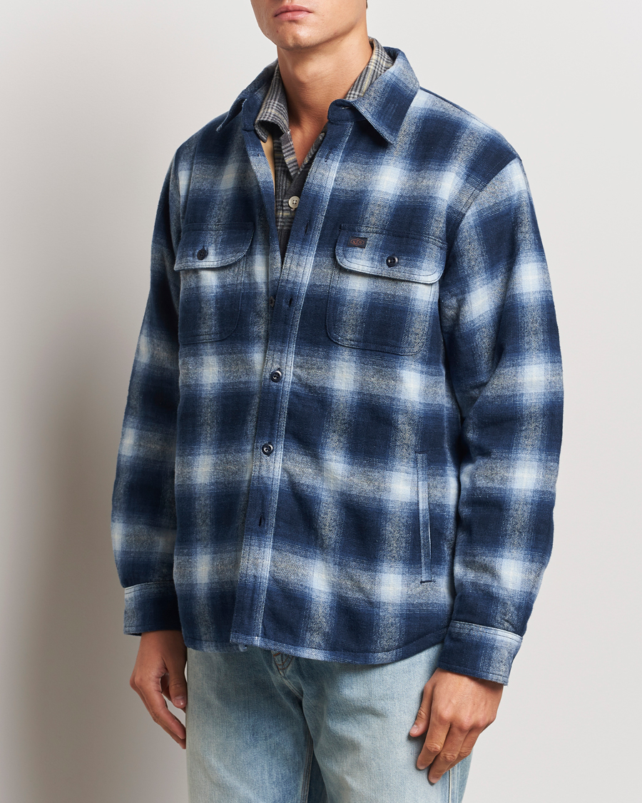 Hombres | Abrigos y chaquetas | Nudie Jeans | Glenn Padded Checked Shirt Jacket Blue
