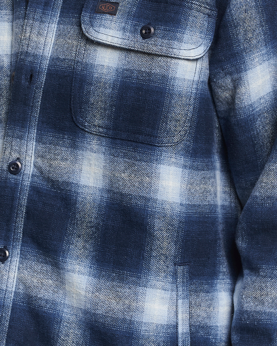 Hombres | Abrigos y chaquetas | Nudie Jeans | Glenn Padded Checked Shirt Jacket Blue