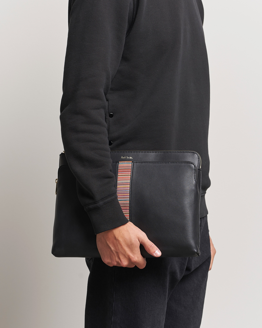 Hombres | Paul Smith Leather Stripe Document Case Black | Paul Smith | Leather Stripe Document Case Black