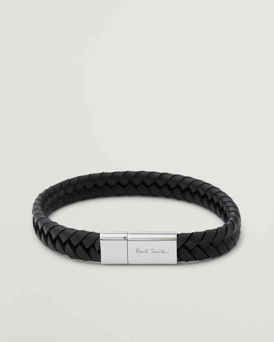 Hombres | Paul Smith Two Tone Leather Bracelet Black | Paul Smith | Two Tone Leather Bracelet Black