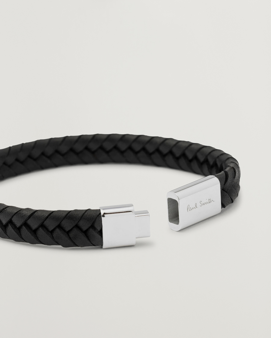Hombres | Paul Smith Two Tone Leather Bracelet Black | Paul Smith | Two Tone Leather Bracelet Black