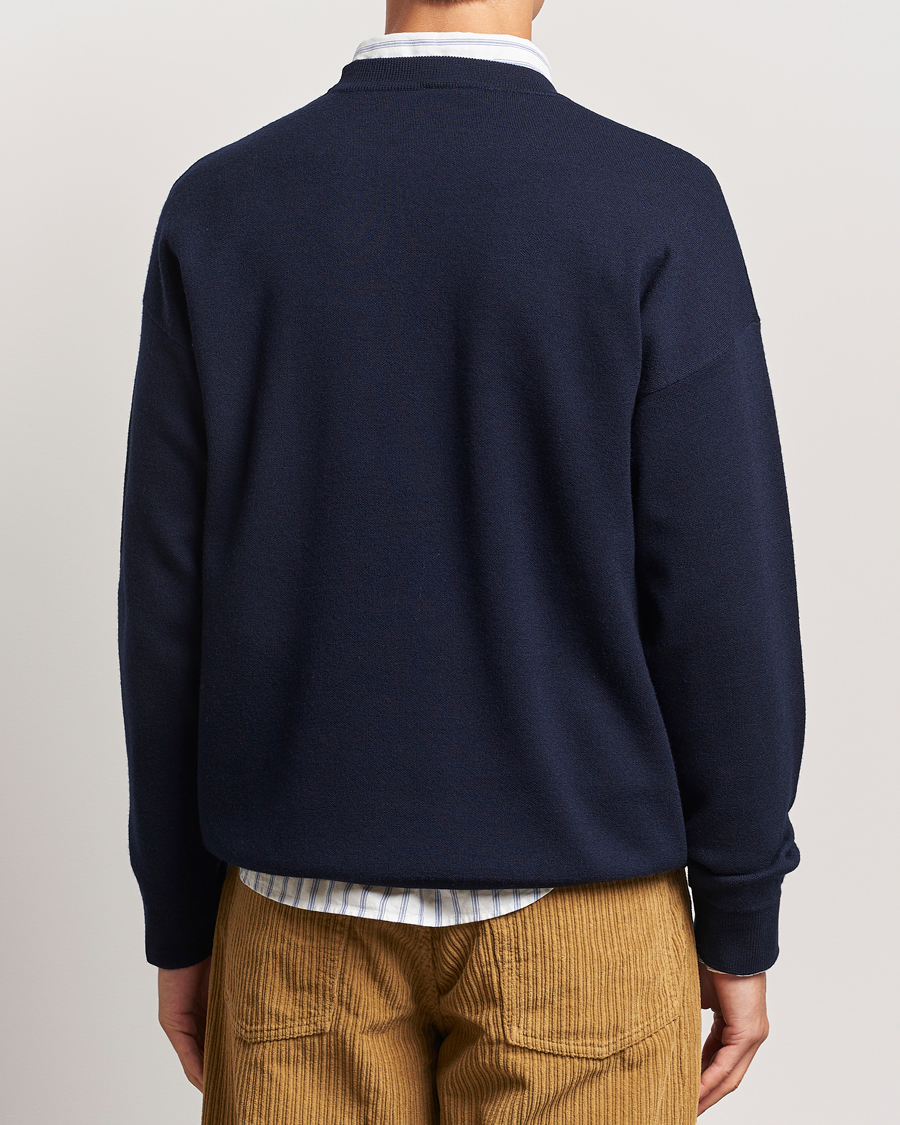 Hombres | Jerséis y prendas de punto | Drôle de Monsieur | Flower Slogan Pullover Dark Navy