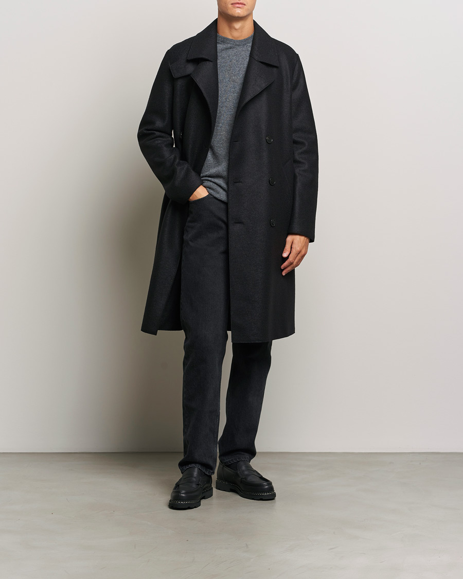 Hombres | Abrigos y chaquetas | Harris Wharf London | Pressed Wool Long Peacoat Black