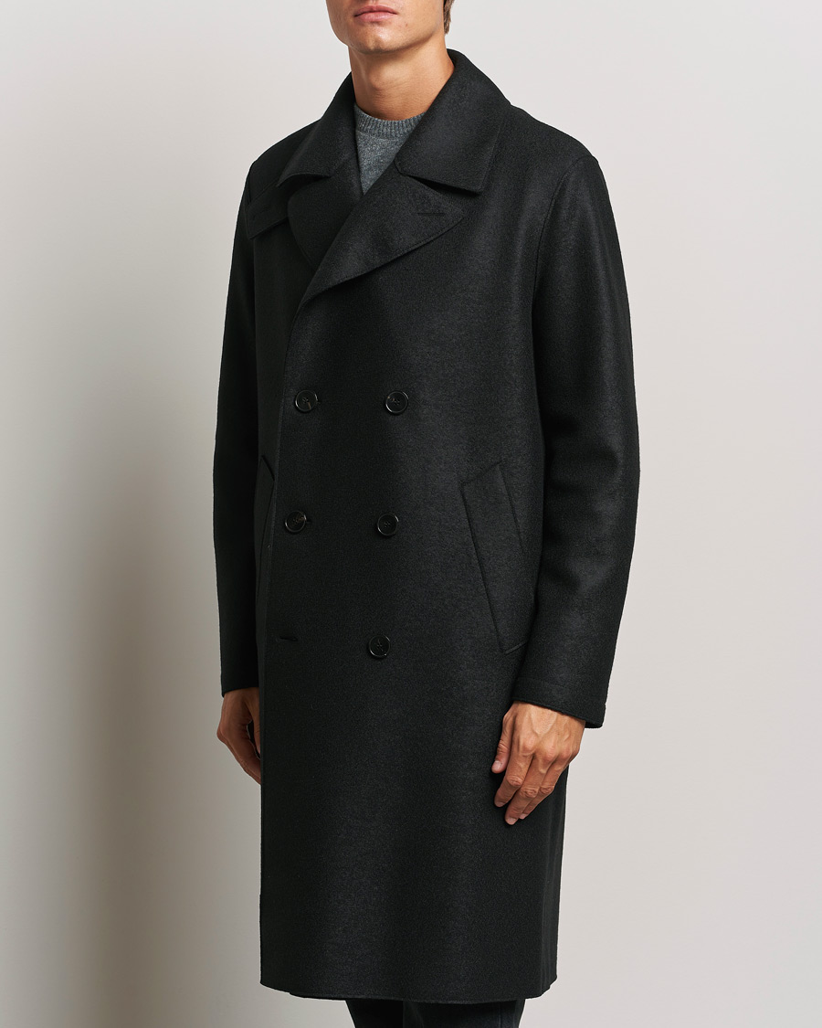 Hombres | Abrigos y chaquetas | Harris Wharf London | Pressed Wool Long Peacoat Black