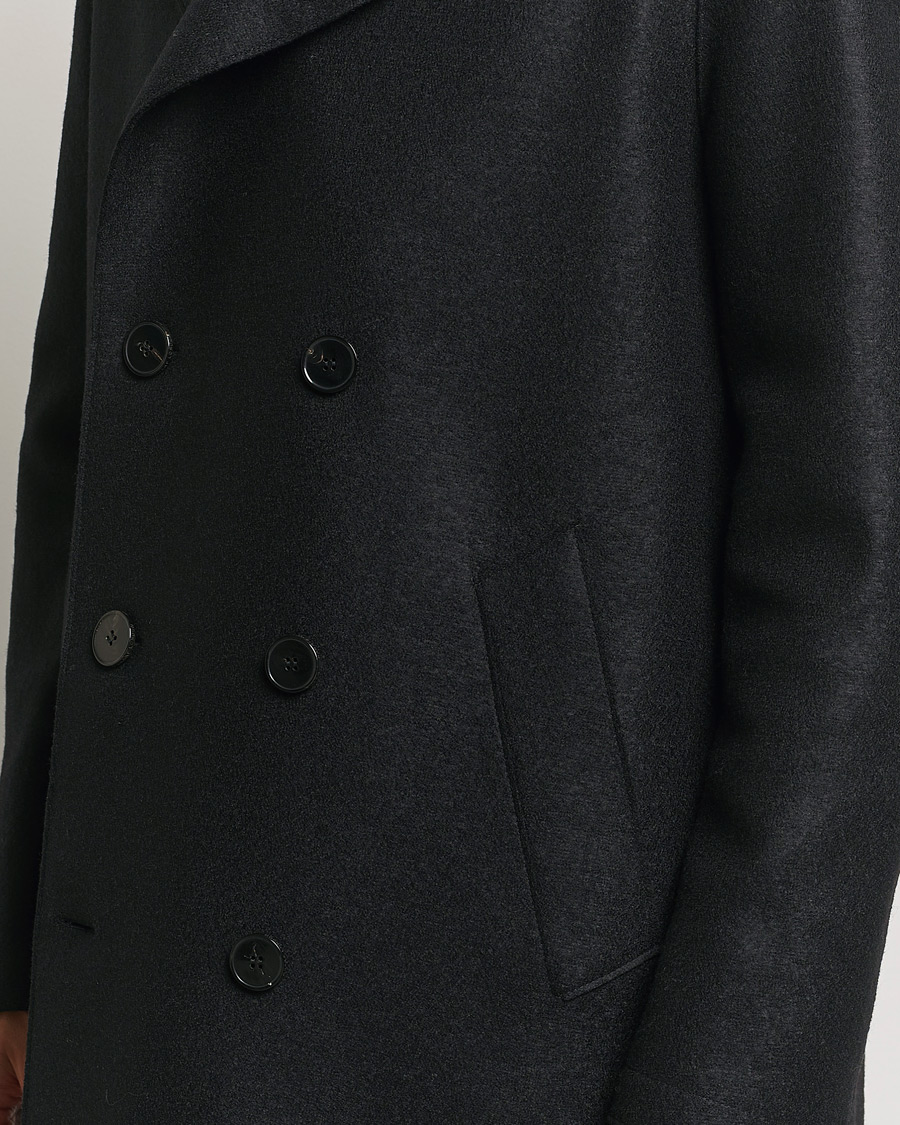 Hombres | Abrigos y chaquetas | Harris Wharf London | Pressed Wool Long Peacoat Black