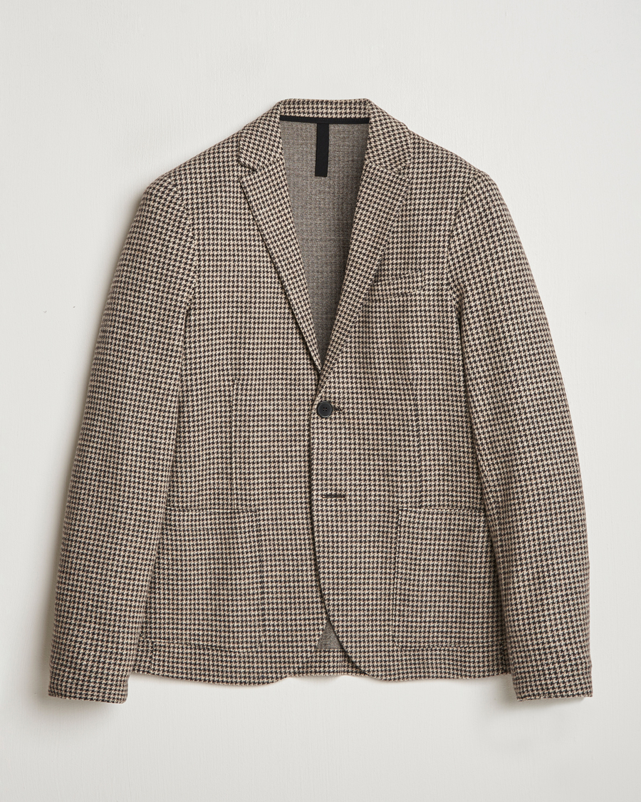 Hombres | Blazers | Harris Wharf London | Two Button Houndstooth Blazer Beige