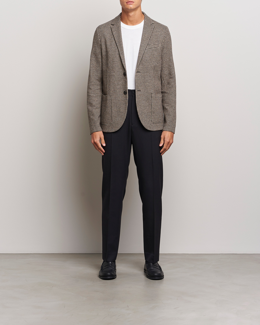 Hombres | Blazers | Harris Wharf London | Two Button Houndstooth Blazer Beige