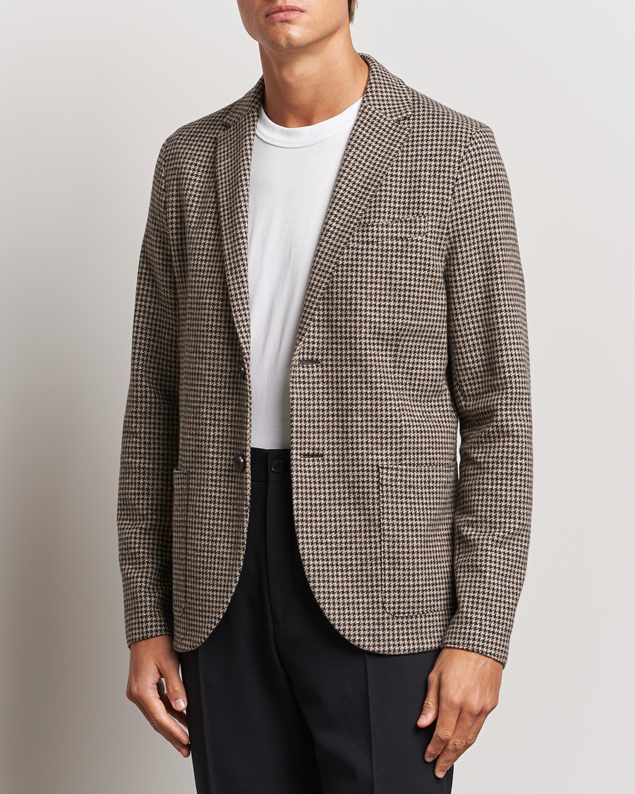 Hombres | Blazers | Harris Wharf London | Two Button Houndstooth Blazer Beige