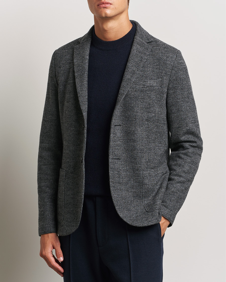Hombres | Blazers | Harris Wharf London | Two Button Prince Of Wales Blazer Grey/Black