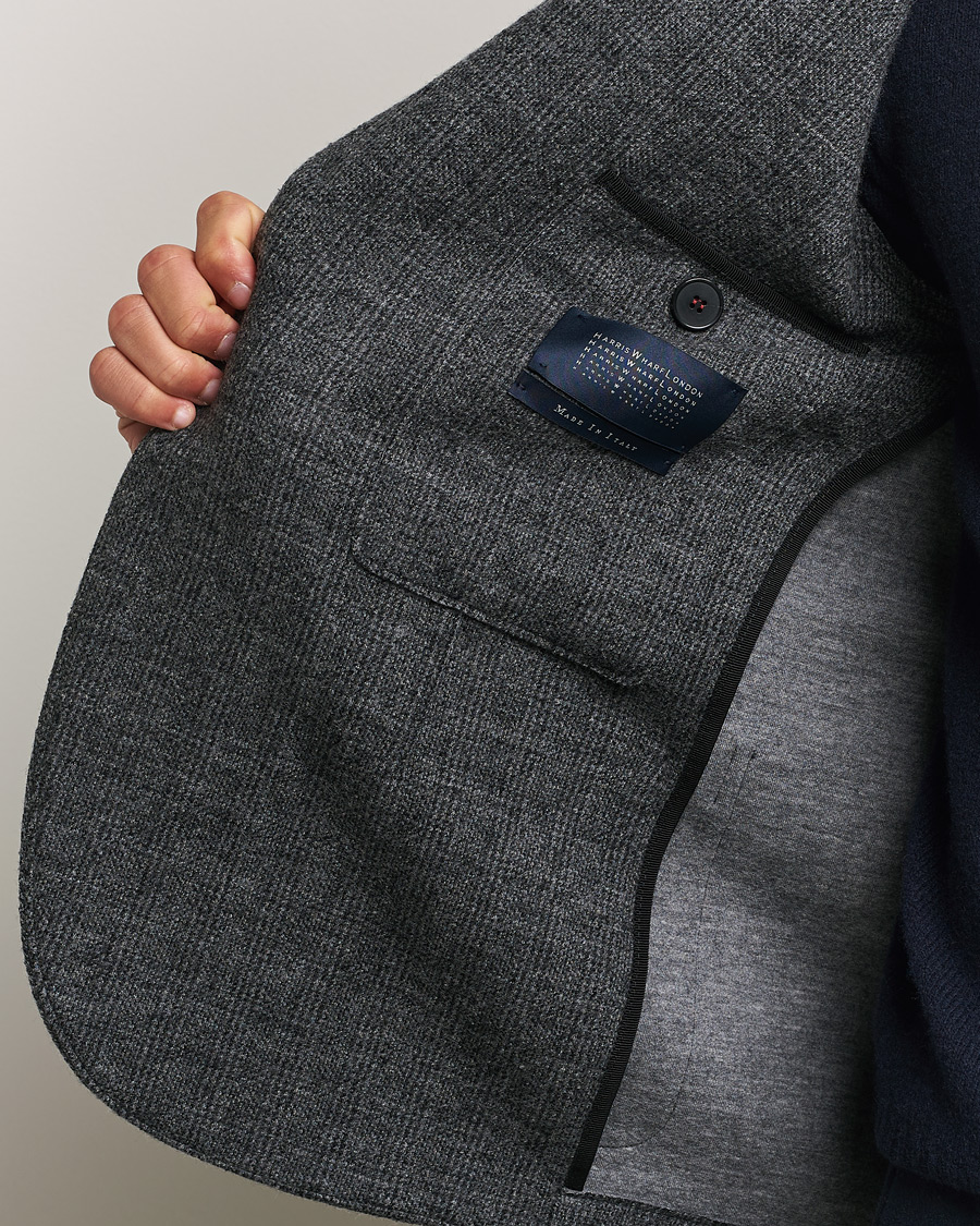 Hombres | Blazers | Harris Wharf London | Two Button Prince Of Wales Blazer Grey/Black