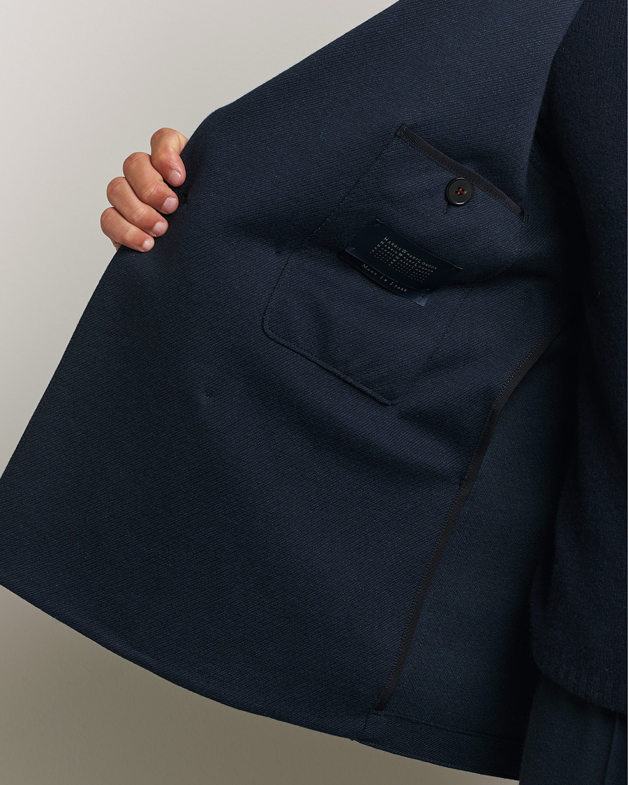 Hombres | Blazers | Harris Wharf London | Double Breasted Peak Lapel Jersey Blazer Navy Twill