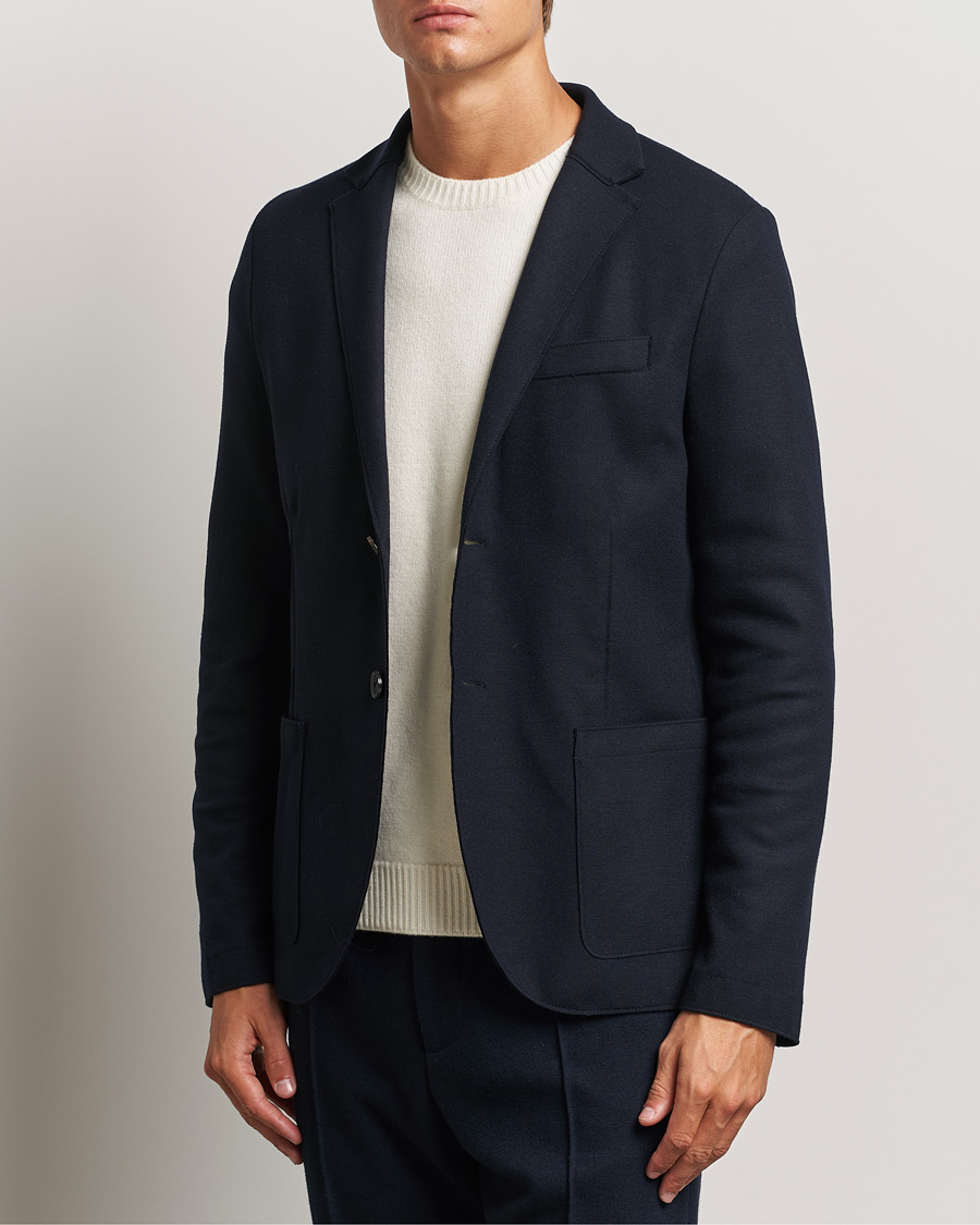 Hombres | Blazers | Harris Wharf London | Two Button Superfine Merino Blazer Navy