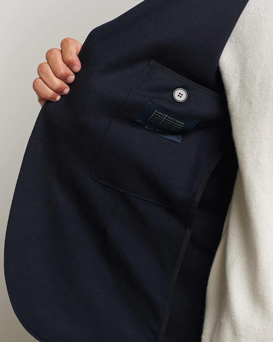 Hombres | Blazers | Harris Wharf London | Two Button Superfine Merino Blazer Navy