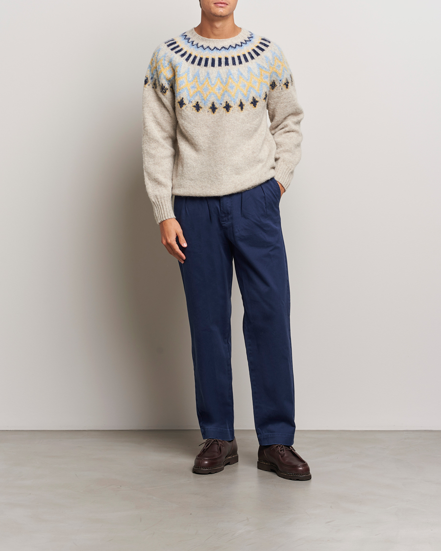 Hombres | Jerséis y prendas de punto | Howlin' | Brushed Wool Fair Isle Crew Sweater Cosmic Latte