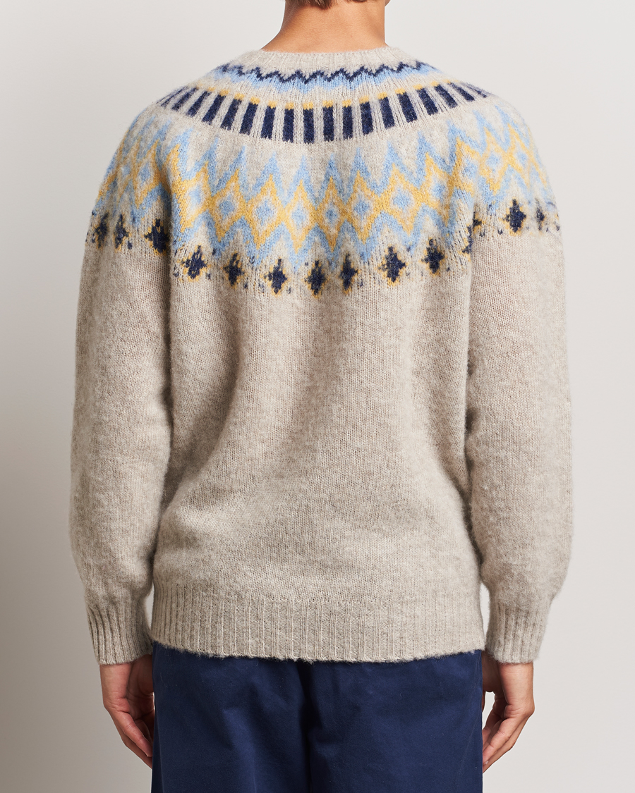Hombres | Jerséis y prendas de punto | Howlin' | Brushed Wool Fair Isle Crew Sweater Cosmic Latte